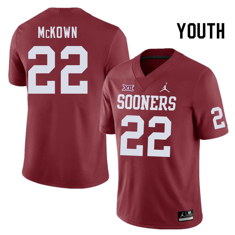 Youth #22 Chapman McKown Oklahoma Sooners College Football Jerseys Stitched-Crimson
